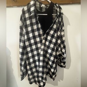 MABLE BLACK MINI DRESS WITH BLACK & WHITE SHIRT DRESS OVERLAY